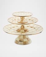 Image 3 of 5: MacKenzie-Childs Mocha Check Small Pedestal Platter