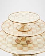 Image 4 of 5: MacKenzie-Childs Mocha Check Small Pedestal Platter