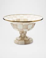 Image 1 of 5: MacKenzie-Childs Mocha Check Large Compote