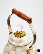 Image 3 of 9: MacKenzie-Childs Mocha Check Tea Kettle, 2 Quarts