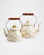 Image 4 of 9: MacKenzie-Childs Mocha Check Tea Kettle, 2 Quarts
