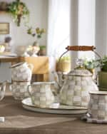 Image 8 of 9: MacKenzie-Childs Mocha Check Tea Kettle, 2 Quarts