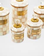 Image 4 of 7: MacKenzie-Childs Mocha Check Medium Canister