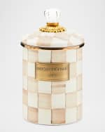 Image 1 of 7: MacKenzie-Childs Mocha Check Medium Canister