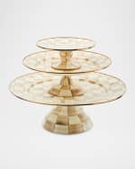 Image 3 of 4: MacKenzie-Childs Mocha Check Mini Pedestal Platter