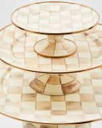 Image 4 of 4: MacKenzie-Childs Mocha Check Mini Pedestal Platter