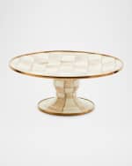 Image 1 of 4: MacKenzie-Childs Mocha Check Mini Pedestal Platter