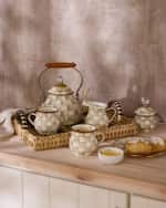 Image 2 of 5: MacKenzie-Childs Mocha Check Lidded Sugar Bowl