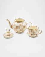 Image 3 of 3: MacKenzie-Childs Mocha Check High Tea Set