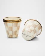 Image 3 of 5: MacKenzie-Childs Mocha Check Herb Pots, Set of 3