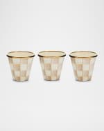 Image 1 of 5: MacKenzie-Childs Mocha Check Herb Pots, Set of 3