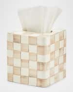 Image 1 of 2: MacKenzie-Childs Mocha Check Boutique Tissue Box Cover