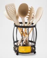 Image 1 of 4: MacKenzie-Childs Mocha Check Utensil Caddy Set