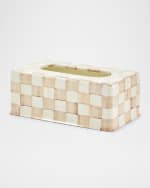 Image 3 of 3: MacKenzie-Childs Mocha Check Standard Tissue Box Cover