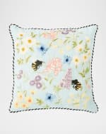 Image 1 of 3: MacKenzie-Childs Floral and Bee Throw Pillow