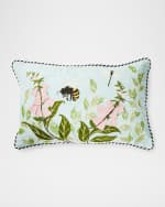 Image 1 of 3: MacKenzie-Childs Floral & Bee Lumbar Throw Pillow, 22" x 14" 