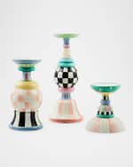 Image 1 of 3: MacKenzie-Childs Rosy Meadow Pillar Candle Holders, Set of 3