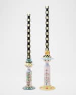 Image 2 of 3: MacKenzie-Childs Rosy Meadow Lady Candle Holders, Set of 2