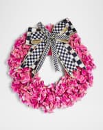 Image 1 of 3: MacKenzie-Childs Pink Hydrangea 22" Wreath