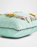 Image 3 of 3: MacKenzie-Childs Floral Bunny Embroidered Throw Pillow, 12" Square