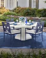 Image 2 of 2: Neiman Marcus Round Outdoor Pedestal Dining Table, Glossy White