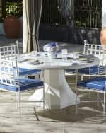 Image 1 of 2: Neiman Marcus Round Outdoor Pedestal Dining Table, Glossy White