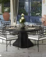 Image 1 of 2: Neiman Marcus Round Outdoor Pedestal Dining Table, Matte Black