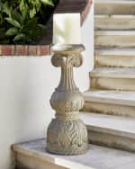 Image 1 of 2: Neiman Marcus 24" Outdoor Cast Stone Floor Candlestick