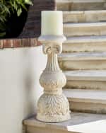 Image 1 of 2: Neiman Marcus 24" Cast Stone Floor Candlestick