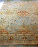 Image 2 of 2: Damask On Blue Hand-Knotted Rug, 12' x 15'