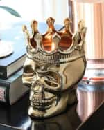 Image 2 of 4: Thompson Ferrier Golden Bonaparte Skull Candle, 23.3 oz. - Wood Charmel Scent