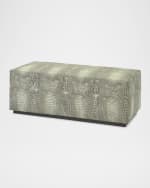 Image 2 of 2: Massoud Darana Embossed Leather Bench, 48"