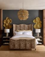 Image 2 of 6: Neiman Marcus Beaded Flower Burst 28.5" 3-Light Chandelier