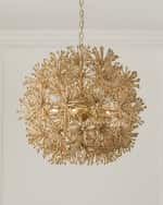 Image 3 of 6: Neiman Marcus Beaded Flower Burst 28.5" 3-Light Chandelier