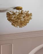 Image 2 of 6: Neiman Marcus Beaded Flower Burst 3-Light Flush Mount
