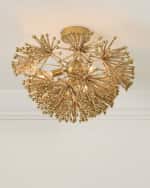 Image 3 of 6: Neiman Marcus Beaded Flower Burst 3-Light Flush Mount