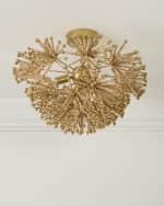 Image 1 of 6: Neiman Marcus Beaded Flower Burst 3-Light Flush Mount