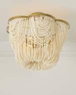 Image 3 of 6: Neiman Marcus Draped Wood Bead Flushmount
