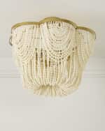 Image 1 of 6: Neiman Marcus Draped Wood Bead Flushmount