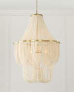Image 2 of 5: Neiman Marcus Draped Wood Bead 3-Light Chandelier - 42.5"