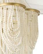 Image 4 of 5: Neiman Marcus Draped Wood Bead 3-Light Chandelier - 42.5"