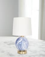Image 1 of 2: Couture Lamps Blue/White Sphere Rechargeable 15" Table Lamp