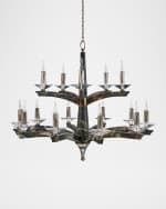 Image 2 of 2: John-Richard Collection Inverness 15-Light 2-Tier Marble Chandelier, 52" Round
