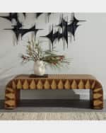 Image 3 of 4: Arteriors Hutchins Braided Leather Bench, 60"