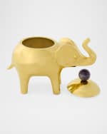 Image 2 of 3: Jonathan Adler Brass Elephant Box with Amethyst Handle