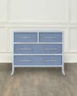 Image 3 of 5: Worlds Away Beckett 4-Drawer Chest, Blue