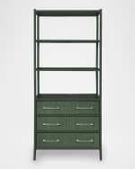 Image 2 of 5: Worlds Away Flynn 3-Tier Etagere with 3 Drawers, Green
