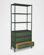 Image 3 of 5: Worlds Away Flynn 3-Tier Etagere with 3 Drawers, Green