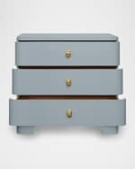 Image 3 of 6: Worlds Away Fortune 3-Drawer Side Table, Light Blue