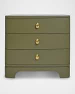 Image 2 of 5: Worlds Away Fortune 3-Drawer Side Table, Olive